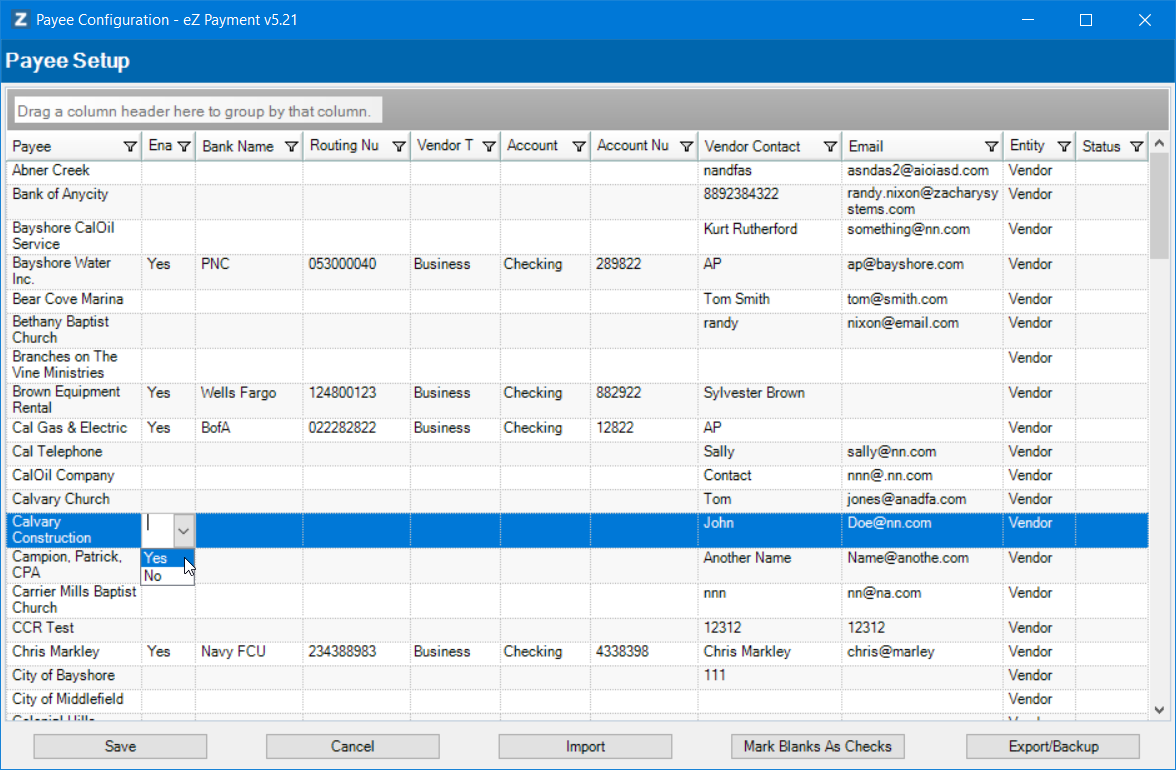 Enable Payee